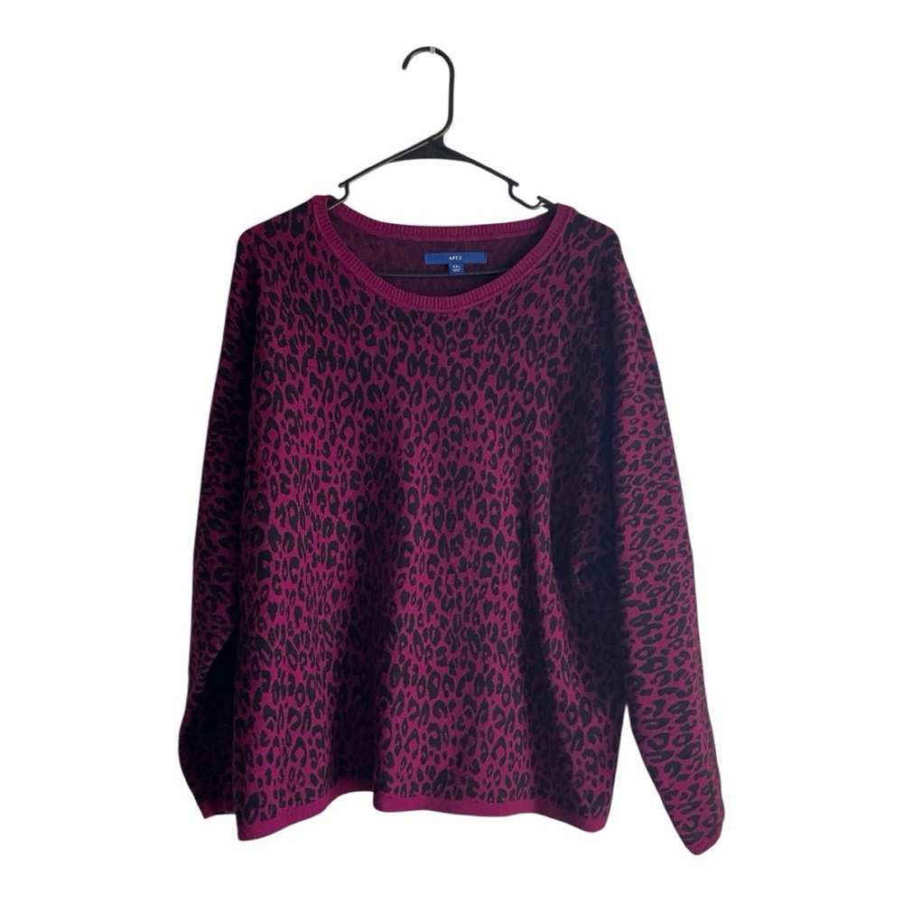 Apt. 9 Women's Pink and Black Leopard Print Sweater